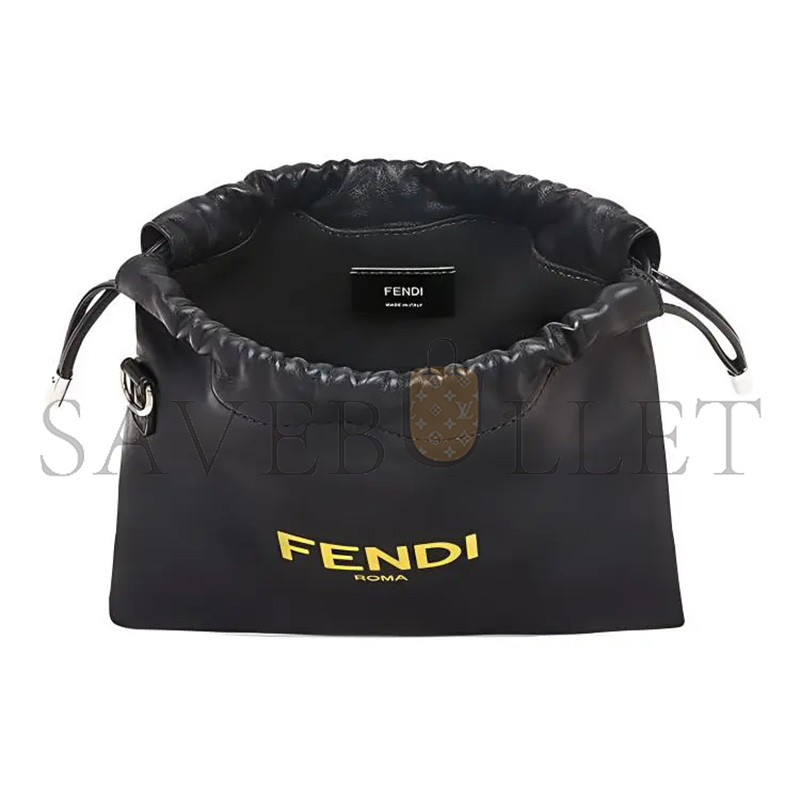 FENDI SOFT NAPPA LOGO SMALL DRAWSTRING POUCH BAG 7VA510ADM9F0R2A (24*23*2cm)